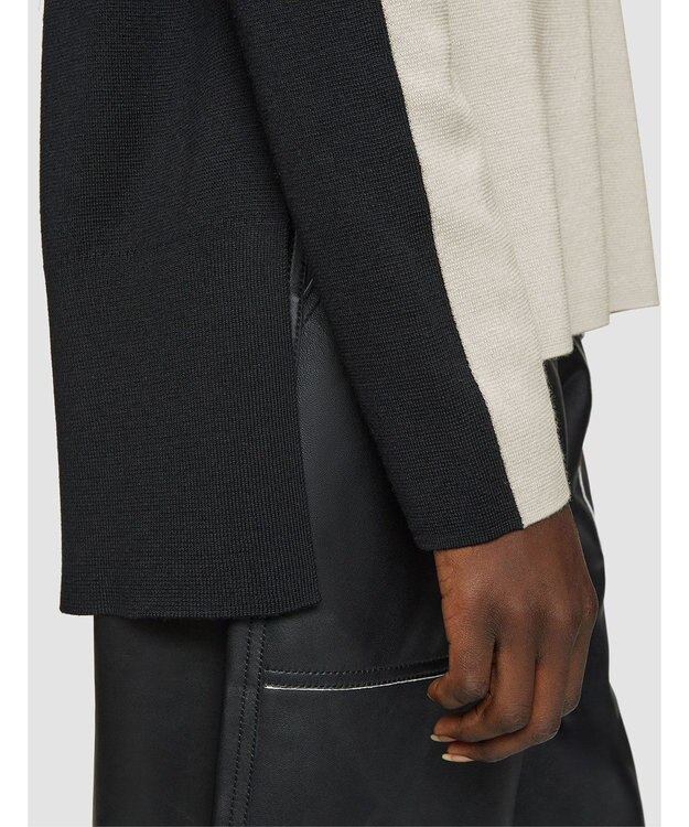 JOSEPH 【洗える】バイカラー　ロングスリーブニット Quail/Black