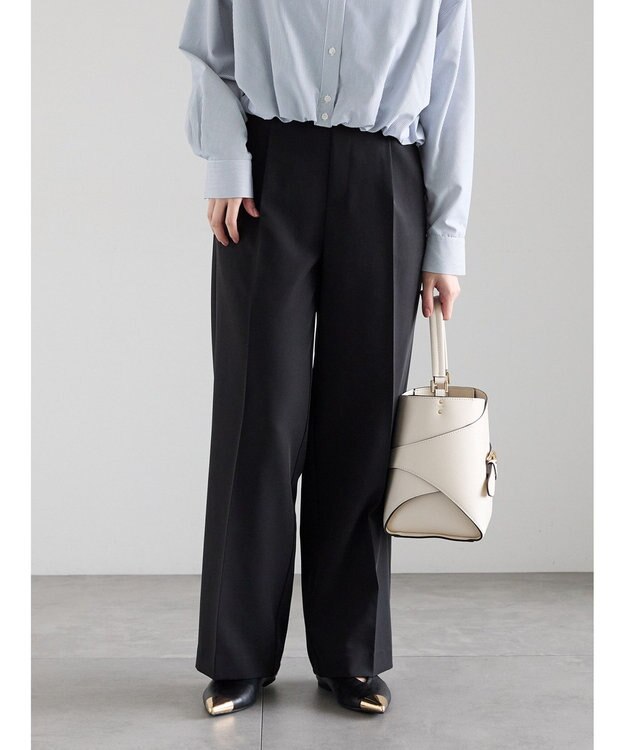 Te chichi 【雑誌掲載アイテム】ダブルクロスイージーワイドパンツ ブラック