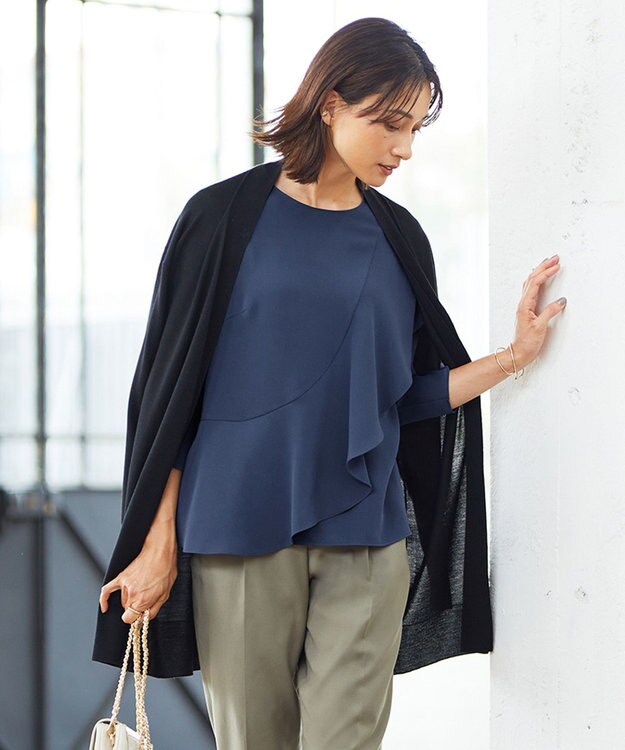 ICB 【洗える】 コンパクトウール カーディガン ブラック系