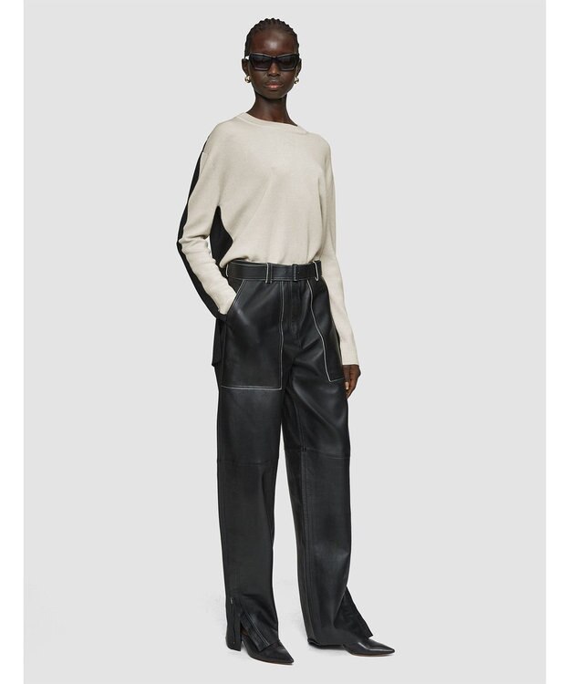 JOSEPH 【洗える】バイカラー　ロングスリーブニット Quail/Black