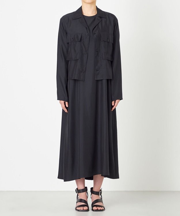 NAVE 【ReNAVE・セットアップ可/洗える/UVケア/接触冷感】フィブリルシャンブレーワンピース ブラック系