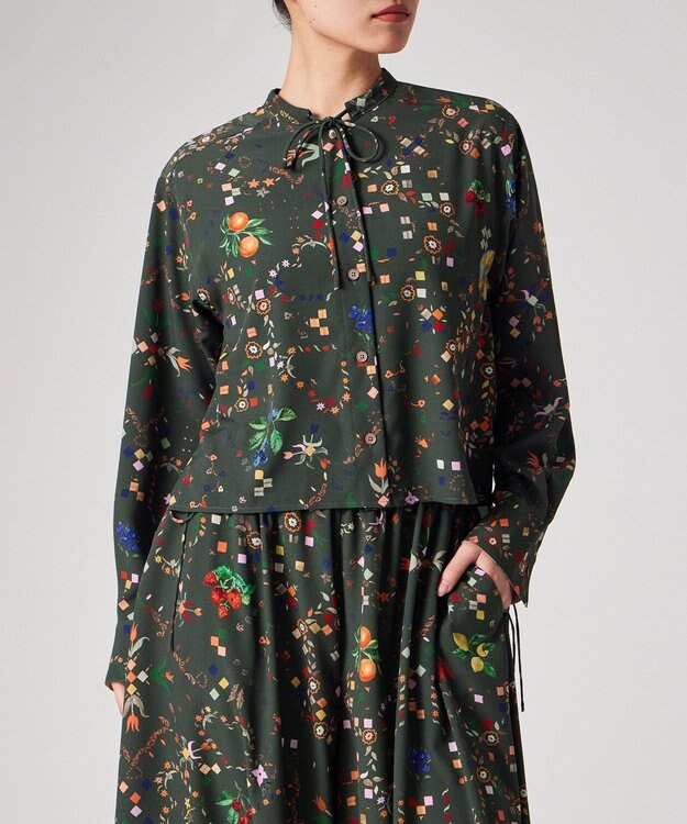 Paul Smith Keepsakeプリント ブラウス カーキ