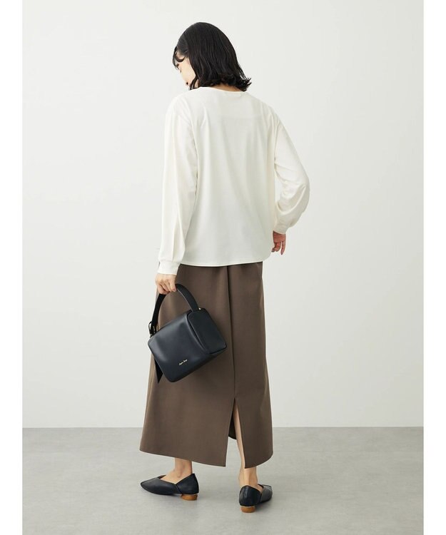 Green Parks ＢＰ　襟タック長袖ブラウソー Off White