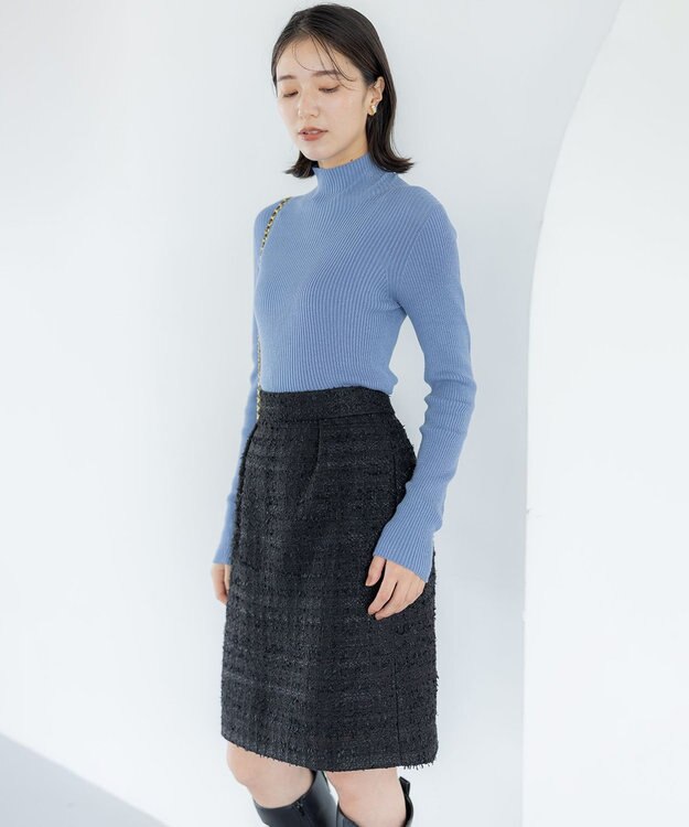 組曲 ホールガーメント ハイネックニット ブルー系