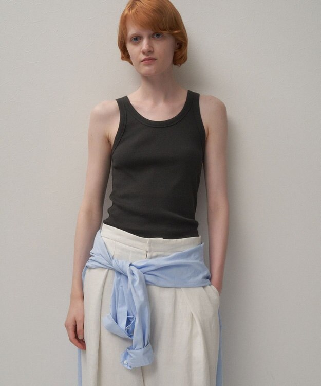 ATON RECYCLE SUVIN RIB | タンクトップ CHARCOAL GRAY