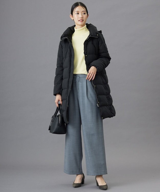 J.PRESS LADIES L ブラッシュドマルチポリ ロング ダウン コート ブラック系