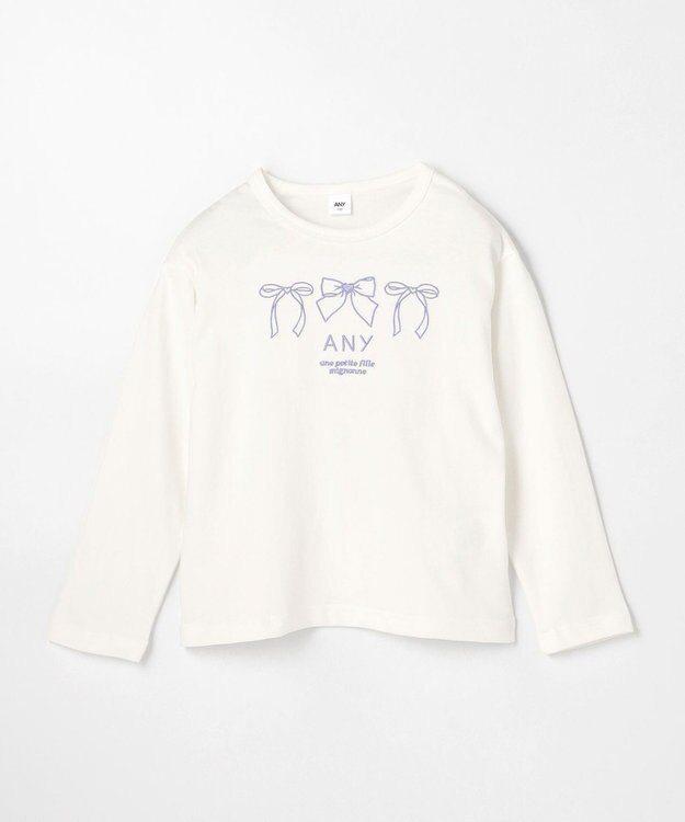 ANY KIDS 【Good Price】 ANY刺繍 長袖Tシャツ オフホワイト
