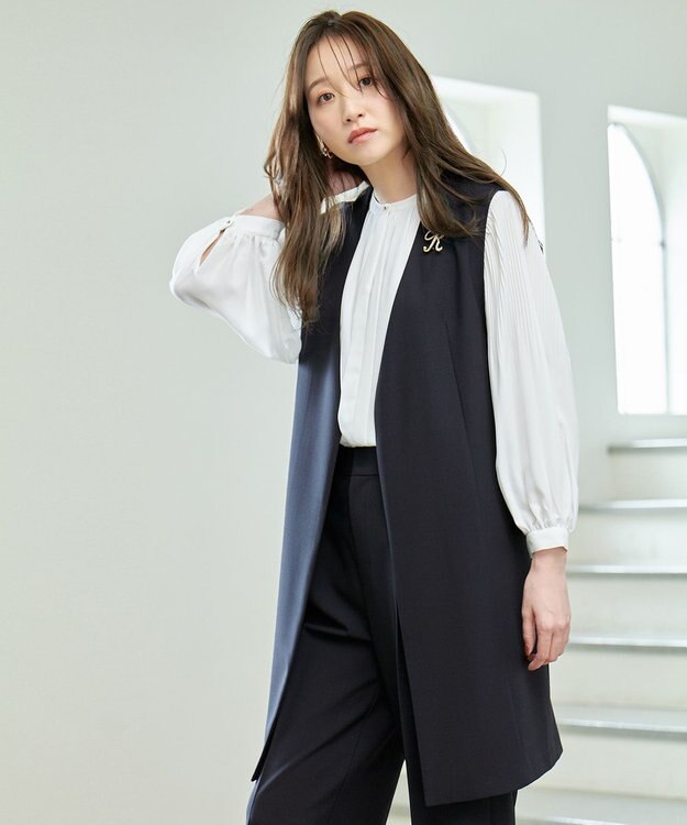 ANY 【洗濯機可/2WAY】プリーツスリーブブラウス オフ