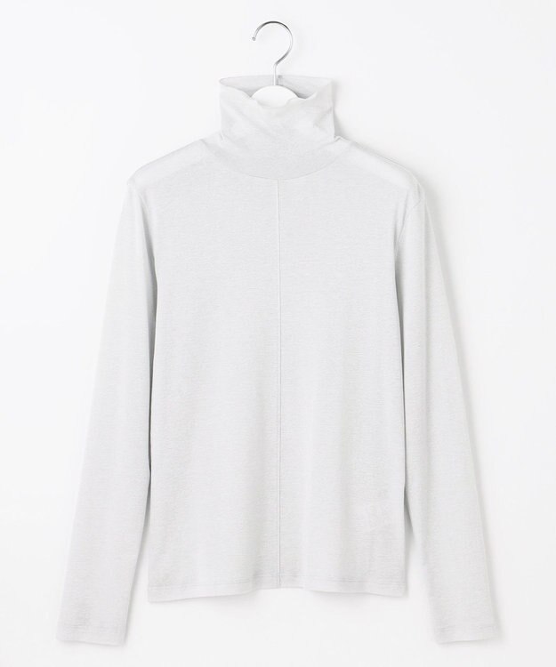 J.PRESS LADIES L タートルジャージー カットソー シルバーラメ系