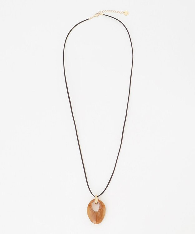 J.PRESS LADIES マーブルトップ レザー ネックレス ブラウン系
