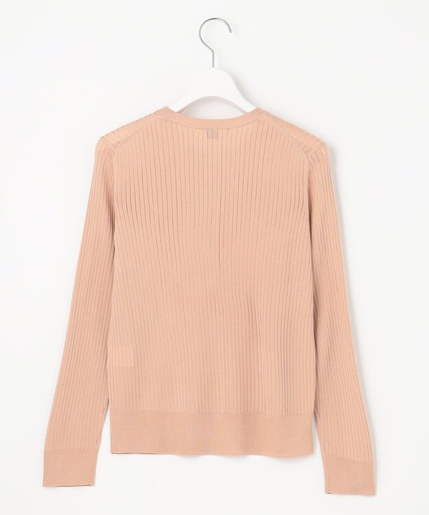 J.PRESS LADIES 【洗える・イージーケア】 SYNTHETIC BASIC ワイドリブ クルーネック カーディガン ライトオレンジ系