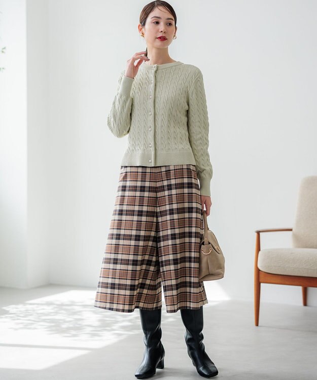 組曲 【前後着用可】コットンカシミヤ混2WAYケーブル ニット ピスタチオ系