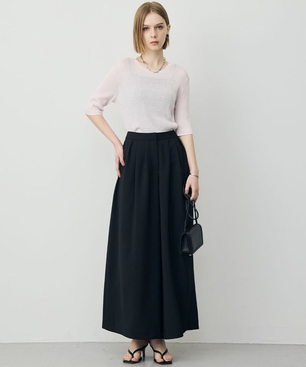 ICB L 【先行予約】 リネンブレンドシアー クルーネックリブニット ライトピンク