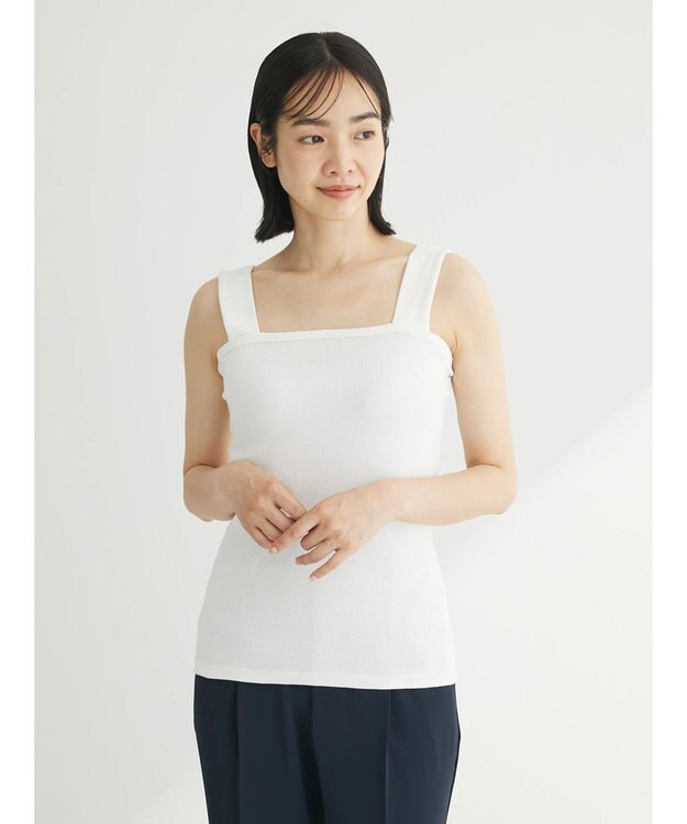 Green Parks スクエアリブタンクトップ Off White