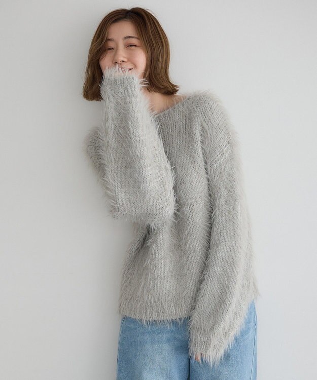 YECCA VECCA フェザーMIXロービングニット Gray