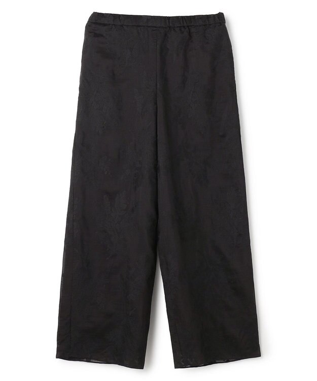 UNFILO L 【ウエストゴム】ボタニカル エンブロイダリー パンツ ブラック