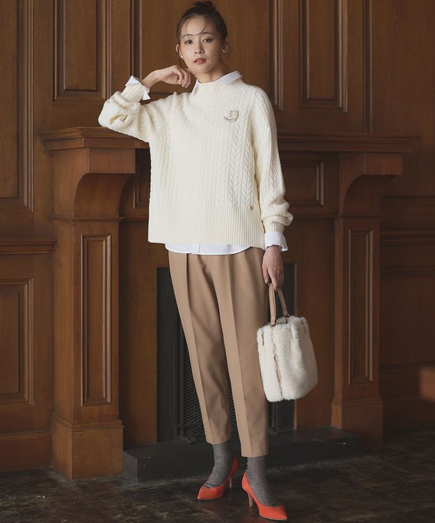 組曲 2WAYウォームストレッチ テーパード パンツ キャメル系