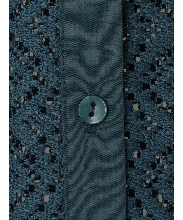 earth music&ecology レースバンドカラーシャツ Green