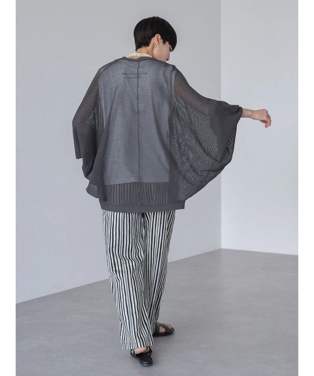 AMERICAN HOLIC ニュアンスメッシュニットカーディガン Charcoal Gray