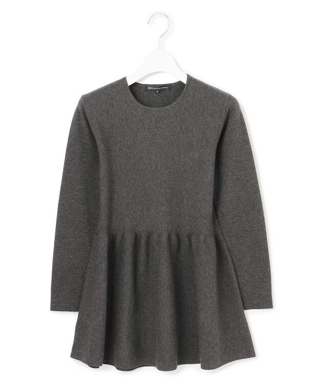 23区 S 【Sサイズ限定】ヴィスコースストレッチ ペプラムデザイン ニット グレー系