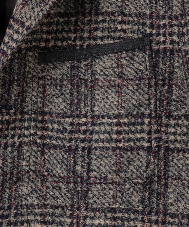 JOSEPH ABBOUD 【イタリア素材/軽量/中綿キルト裏地】スライバーチェックジャージー ジャケット グレー系4