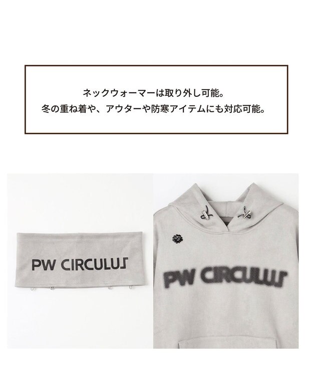 PW CIRCULUS 2025 NEW！【手洗い洗濯可】【MEN】キャットグラフィック スエードライク デタッチャブルフーディ ゴルフ グレー系