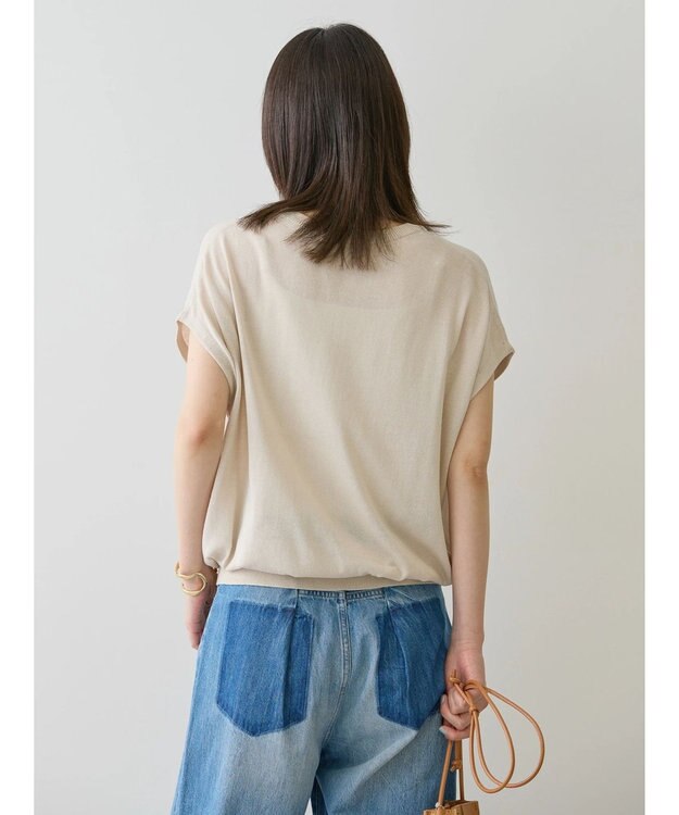 AMERICAN HOLIC 接触冷感フレンチスリーブニットプルオーバー Gray Beige