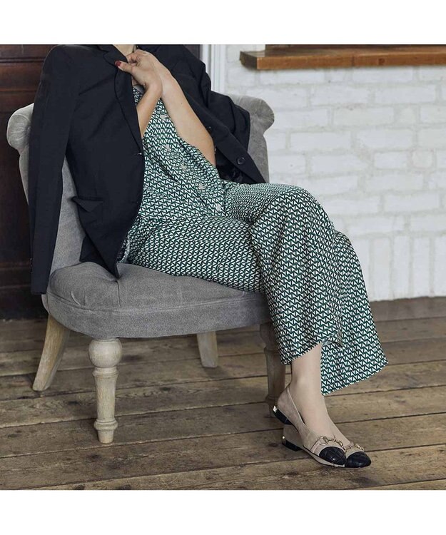 MODE ET JACOMO <MODE ET JACOMO>スクエアビットフラットパンプス ベージュコンビ