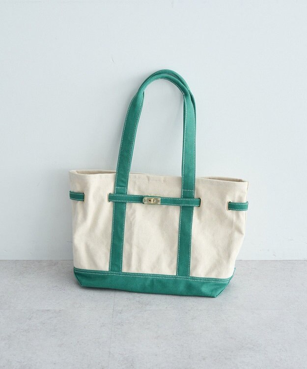 earth music&ecology 【Lサイズ】ベルトキャンバストートバッグ Green