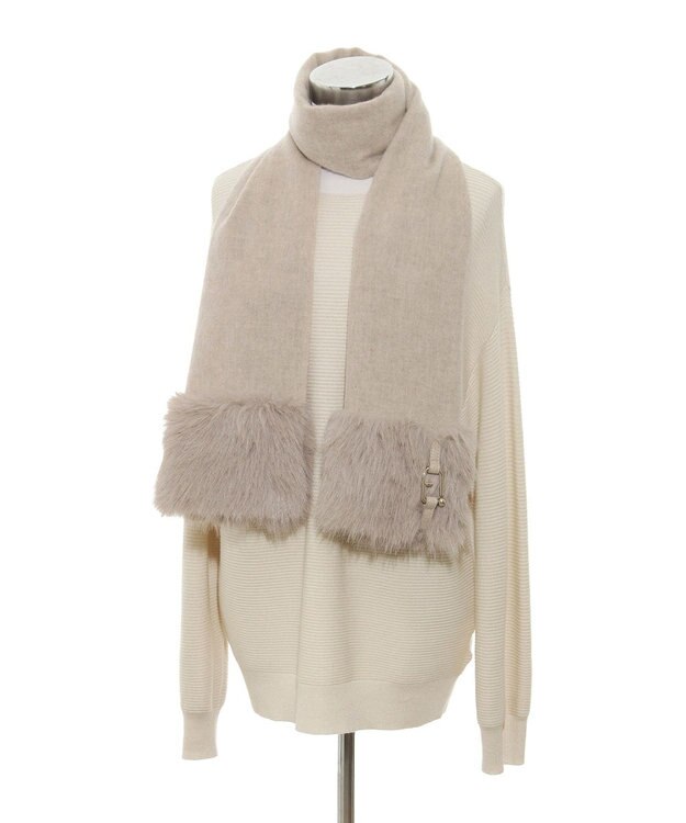 MOONBAT 【WEB限定】FURLA ウール100％×ベルト付きファーマフラー ベージュ