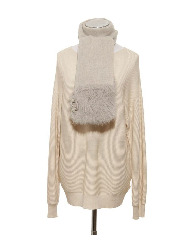 MOONBAT 【WEB限定】FURLA ウール100％×ベルト付きファーマフラー ベージュ