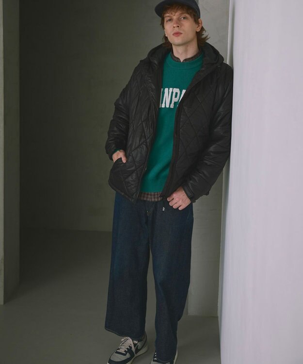 OP／FILA 【ocean pacific】サガラ刺しゅうロゴクルーニット/メンズ ダークブルー