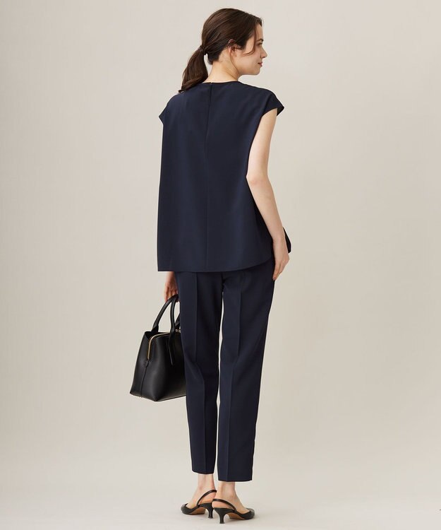 自由区 【セットアップ対応・UVカット・接触冷感・洗える】ライトストレッチ ブラウス ネイビー