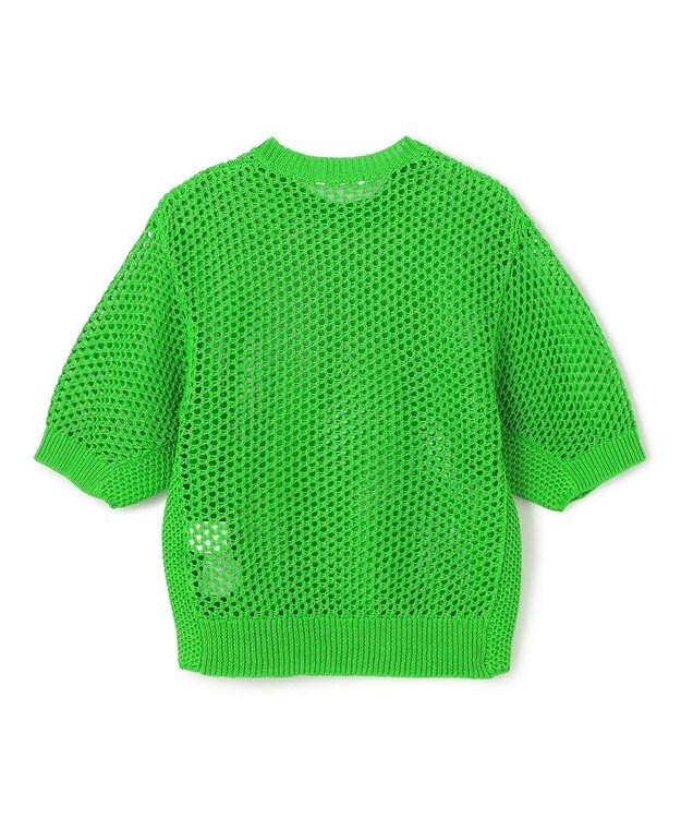 BEIGE， 【洗える】ALOE / コットンメッシュ半袖クルーネックニット Green