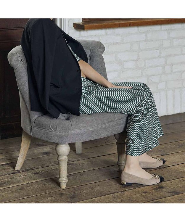 MODE ET JACOMO <MODE ET JACOMO>スクエアビットフラットパンプス ベージュコンビ