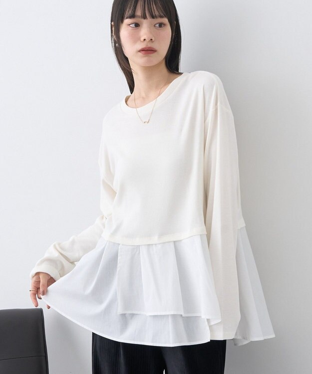 earth music&ecology 【吸湿発熱】あったかフェミニンインナー（シャツヘム） Off White