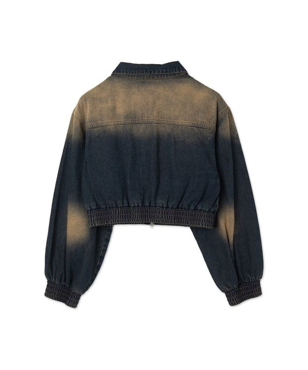 WEGO ヴィンテージウォッシュバイカージャケット デニム濃加工色