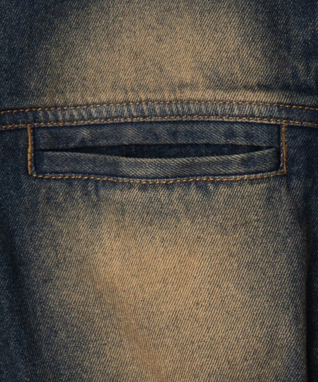 WEGO ヴィンテージウォッシュバイカージャケット デニム濃加工色