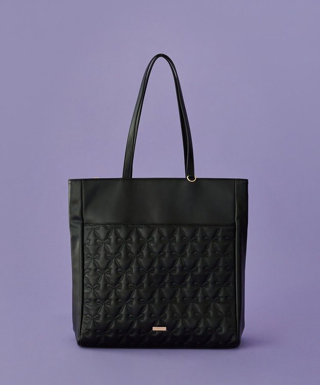 Maison de FLEUR リボンキルティングキャリーオントート Black