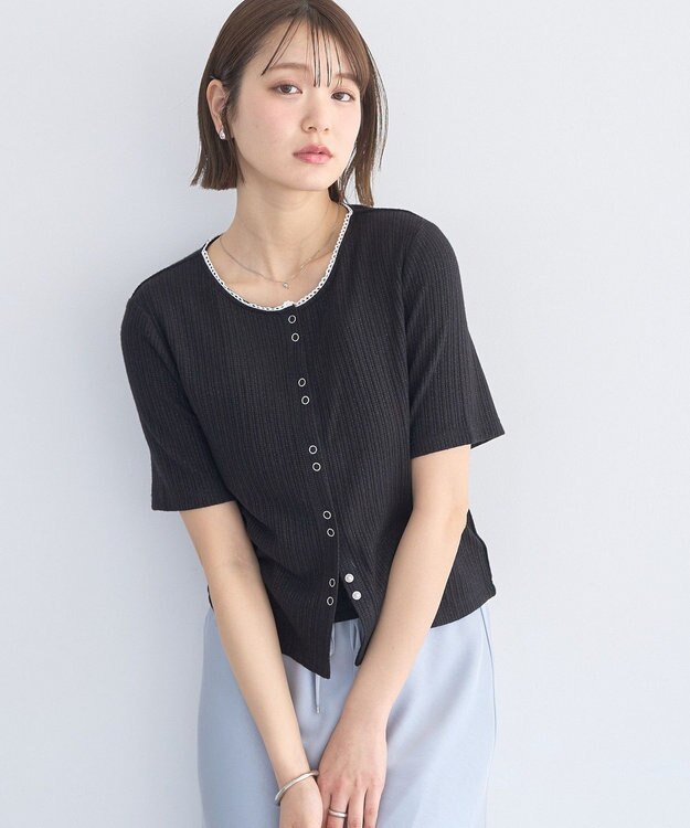 earth music&ecology チェーンリブラメカットソー Black