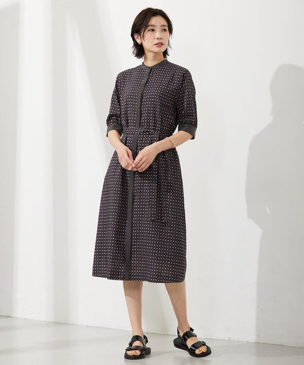 J.PRESS LADIES 【洗える】 ジオメトリック ワンピース グレー系5