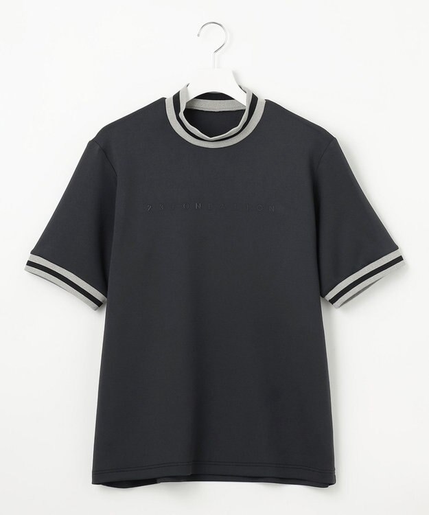 23区GOLF 【23Fondation】【吸水速乾/UVケア】ライトダンボール モックネック ブラック系