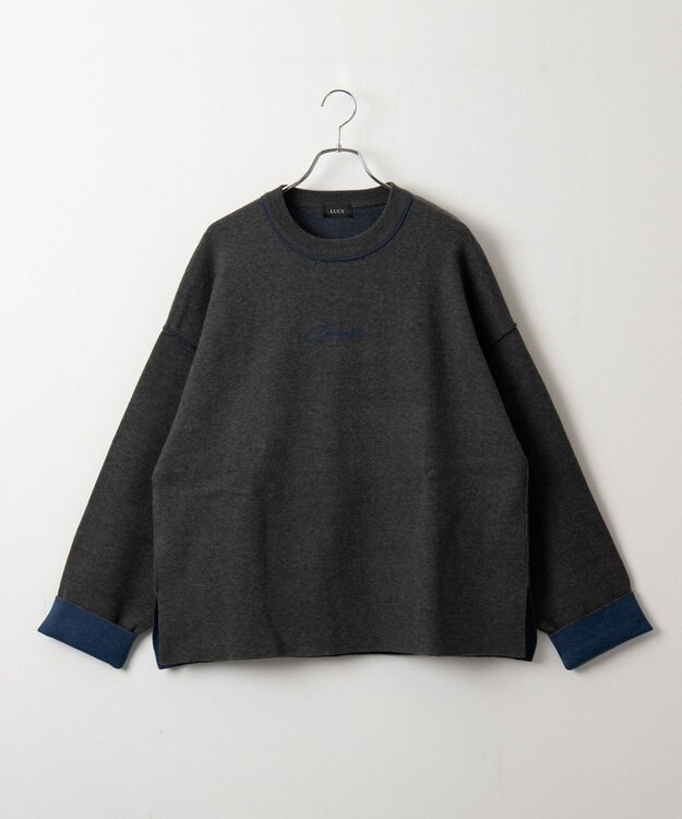 WEGO アウトリンキングニットプルオーバー ダークグレー