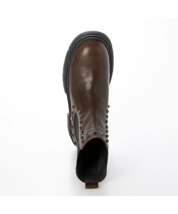 MODE ET JACOMO <carino>サイドゴアビジューショートブーツ ダークブラウン