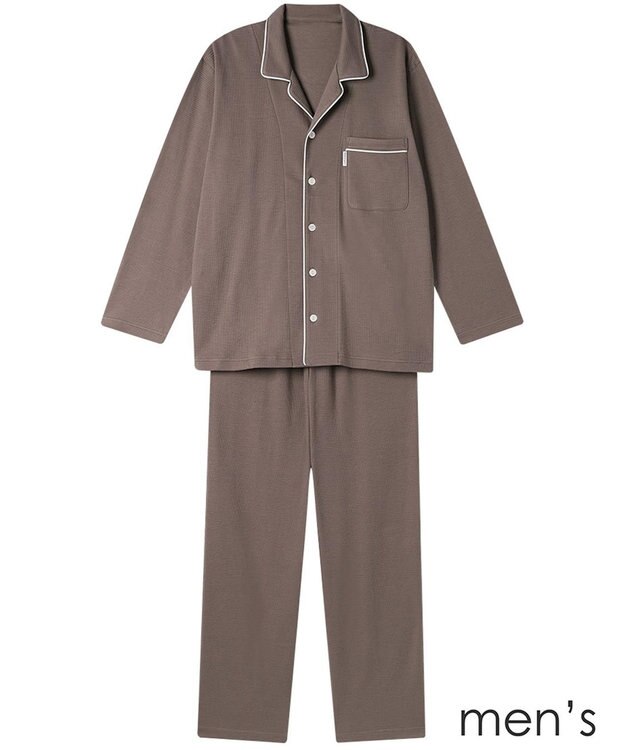 ワコール／睡眠科学 【メンズパジャマ】 長袖・長ズボン 希少な超長綿「天綿（R）」パジャマ YGX526 睡眠科学／ワコール ブラウン