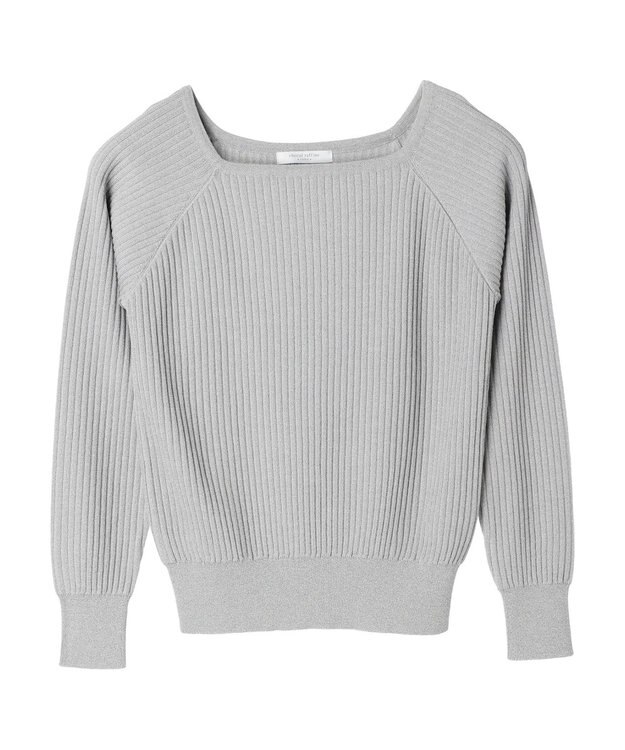 Green Parks 洗える　スクエアネックリブニットプルオーバー Light Gray