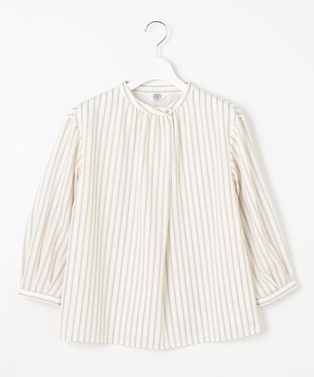 J.PRESS LADIES L TW ストライプ＆チェック カットソー ホワイト系1