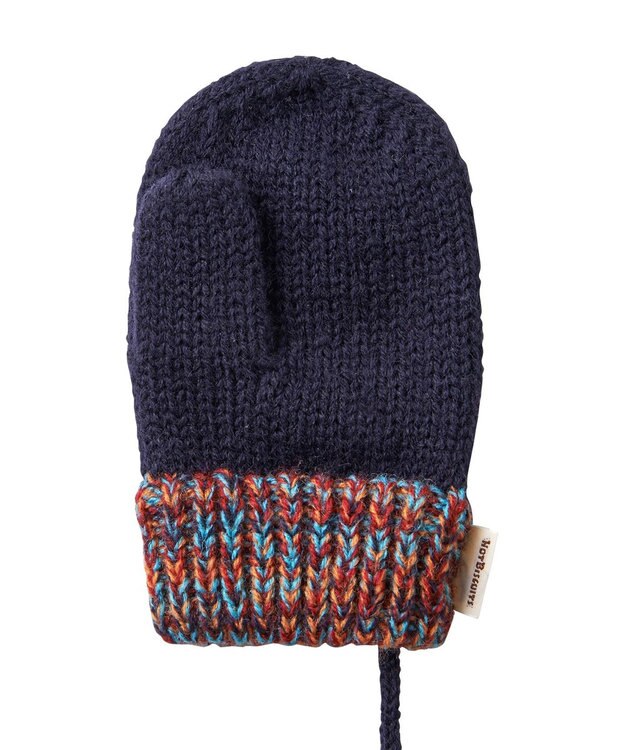 MIKI HOUSE HOT BISCUITS 【1-5歳】 編みモチーフ付き ミトン（手袋） 紺