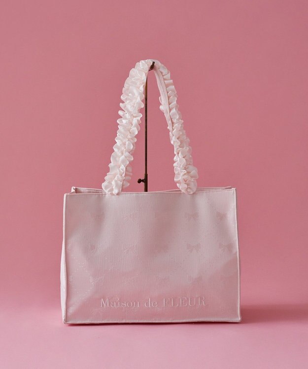 Maison de FLEUR EC限定リボン柄ジャカードスクエアトートM Pink
