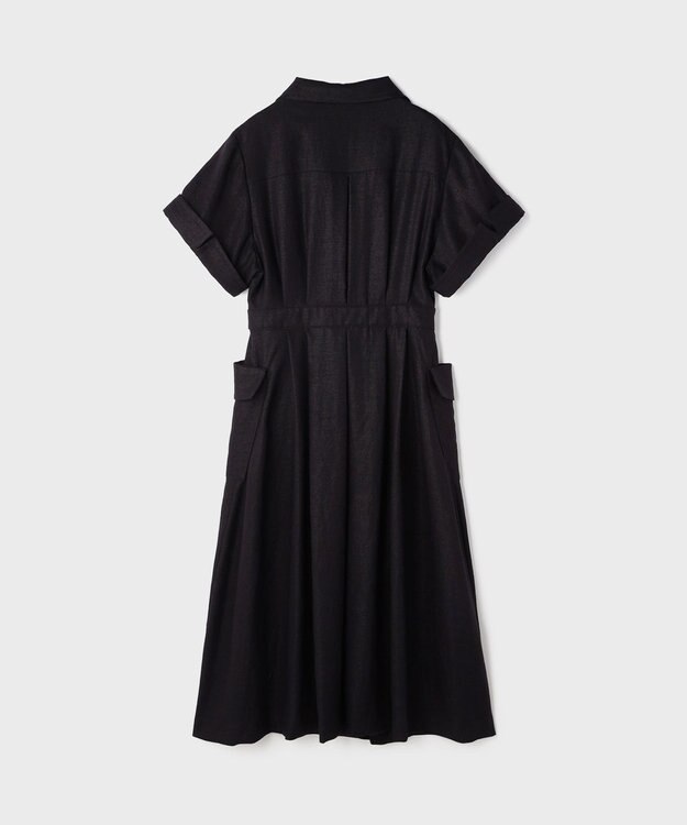 GRACE CONTINENTAL リネンタッチミリタリードレス ネイビー